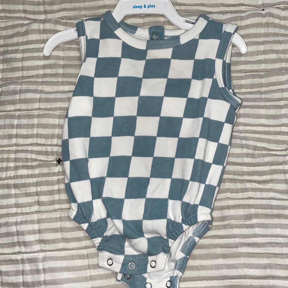 Spearmint Love checkered bubble romper